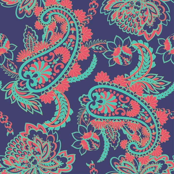 Nahtloses Paisley Muster Indischen Stil Florale Vektorillustration — Stockvektor