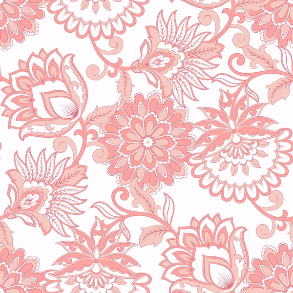 Florales Nahtloses Muster Vintage Hintergrund Batikstil — Stockvektor