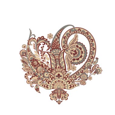 Paisley ile izole edilmiş Hint deseni.