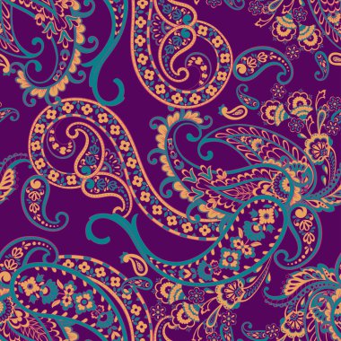 Şal desenli, desensiz bir süs. Çiçek dekoru süsleyin. Vektör illüstrasyonu