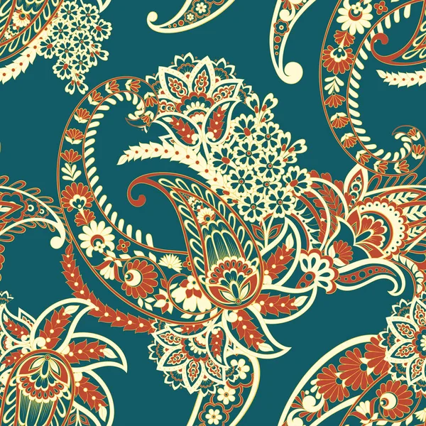 Пейсли Бесшовный Цветочный Узор Винтажный Фон Дамаска — стоковый вектор