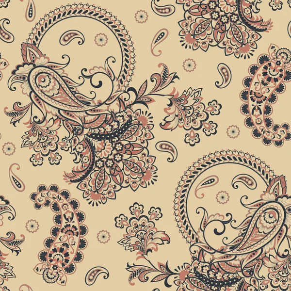 Patrón Sin Costura Vector Paisley Fantástica Flor Hojas Pintura Estilo — Archivo Imágenes Vectoriales