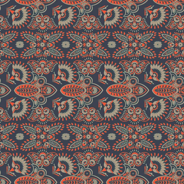 Florales Nahtloses Muster Indischen Batik Stil — Stockvektor