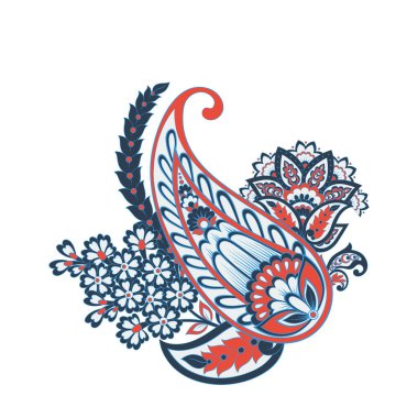 Paisley ile izole edilmiş Hint deseni.