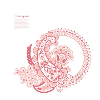 Paisley Vektör Deseni. İzole edilmiş Asya İllüstrasyonu