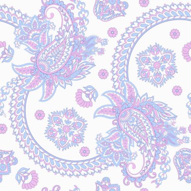 Paisley vektör seamless modeli. Fantastik çiçek yaprakları. Tekstil bohem Yazdır. Batik boyama. Vintage