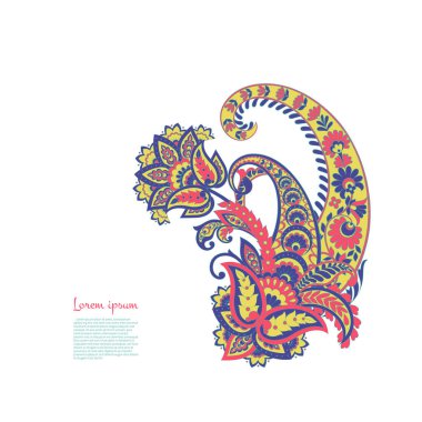 Paisley izole desen. Batik tarzı vintage illüstrasyon