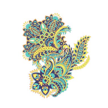 Paisley vektör deseni. Muhteşem çiçek, yapraklar