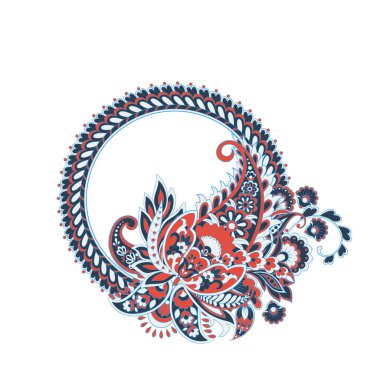 Paisley izole edilmiş. Tasarım için izole edilmiş desenli kart. Paisley vektör deseni. Nakış işlemeli çiçek vektörü dikişsiz desen. 