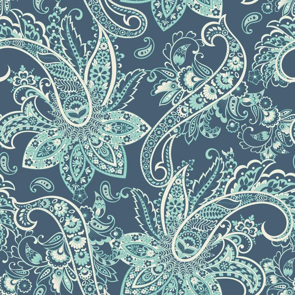 Paisley Damask Ornamento Padrão Vetor Sem Costura — Vetor de Stock