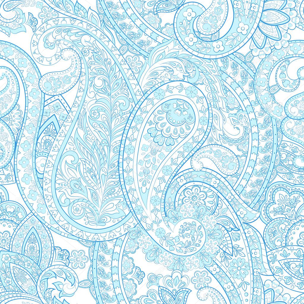 Floral Paisley Pattern. Seamless Asian Textile Background