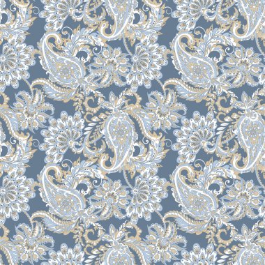 Paisley dikişsiz desen. damasör vektör arkaplanı