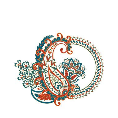 Paisley ve çiçek vektör deseni. Çiçeksel Vintage İllüstrasyon