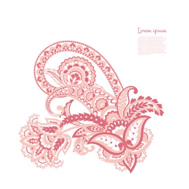 Paisley izole desen. Damask biçimi Vintage illüstrasyonu