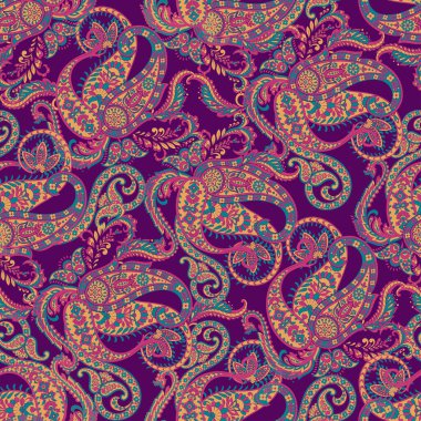 Şal desenli, desensiz bir süs. Çiçek dekoru süsleyin. Vektör illüstrasyonu