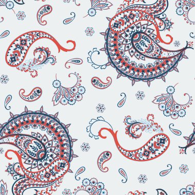 Geleneksel dikişsiz şal deseni. Kızılderili çiçek süsü. Vektör arkaplanı