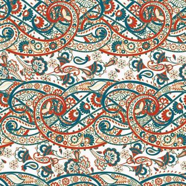 Paisley dikişsiz çiçek deseni. Vektör Damask vintage arkaplanı