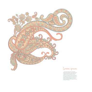 Paisley izole desen. Damask biçimi Vintage illüstrasyonu