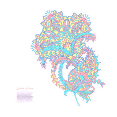 Paisley vektör deseni. Muhteşem çiçek, yapraklar