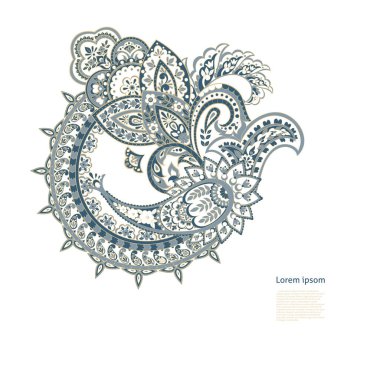 Paisley Çiçek Oryantal İzole Desen