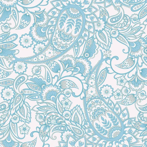 Patrón Sin Costura Vector Paisley Fantástica Flor Hojas Textil Estampado — Vector de stock