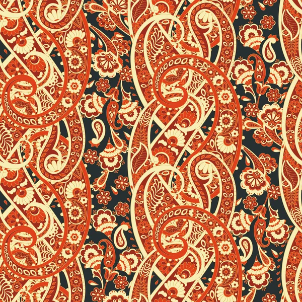 Paisley Motif Floral Sans Couture Vecteur Damas Fond Vintage — Image vectorielle