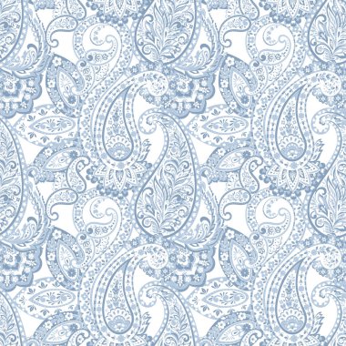 Paisley vektör seamless modeli. Fantastik çiçek yaprakları. Tekstil bohem Yazdır. Batik boyama. Vintage