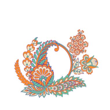 Paisley Çiçek Oryantal İzole Desen