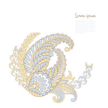 Paisley Çiçek Oryantal İzole Desen