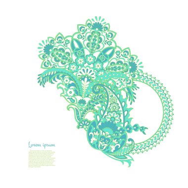 Paisley Çiçek Doğulu Etnik Düzen. Vektör Arapça Süslemesi