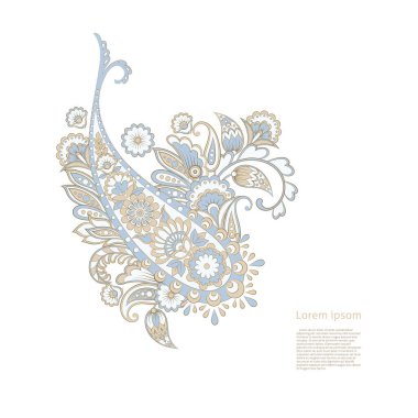 Paisley Vektör Deseni. İzole edilmiş Asya İllüstrasyonu