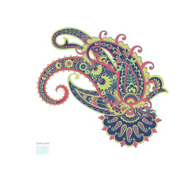 Paisley izole desen. Damask biçimi Vintage illüstrasyonu