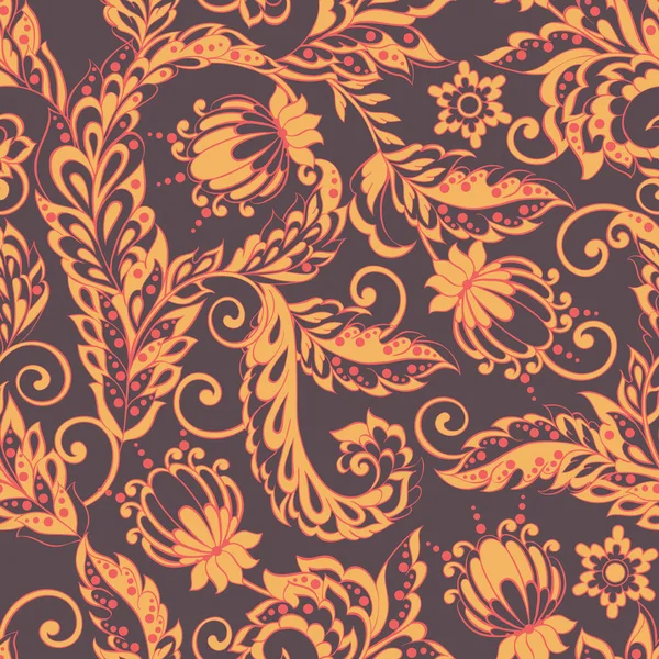 バティックスタイルの民族花の装飾 — ストックベクタ