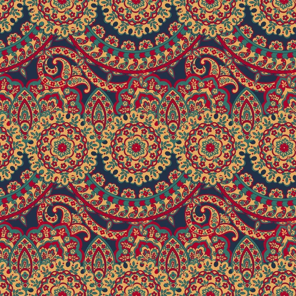 Floral Seamless Textile Pattern Asian Batik Style — Stock Vector