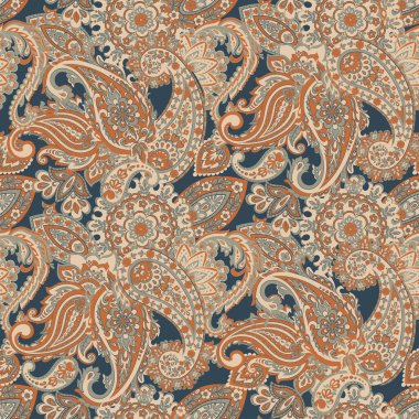 Paisley tarzı, çiçeksiz desen. Süslü Damask arkaplanı