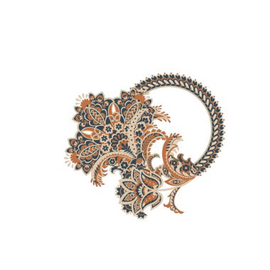 Paisley izole desen. Damask biçimi Vintage illüstrasyonu