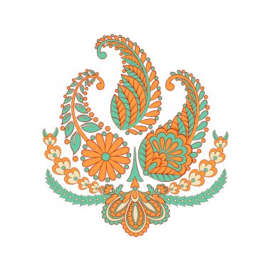 Paisley vektör deseni. Muhteşem akış, yapraklar