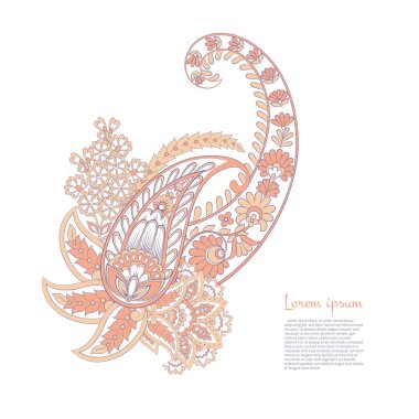 Paisley Çiçek Oryantal İzole Desen