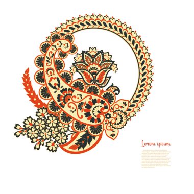 Paisley Vektör Deseni. İzole edilmiş Asya İllüstrasyonu