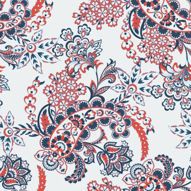 Çiçeksel elementlerle desenli, pürüzsüz etnik desen..