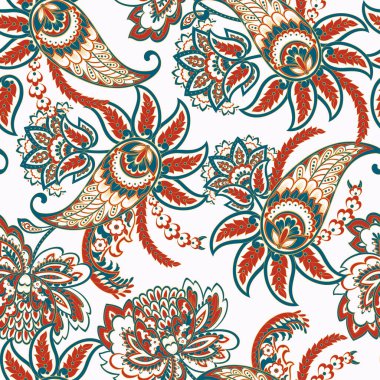 Paisley çiçekli, dikişsiz desen