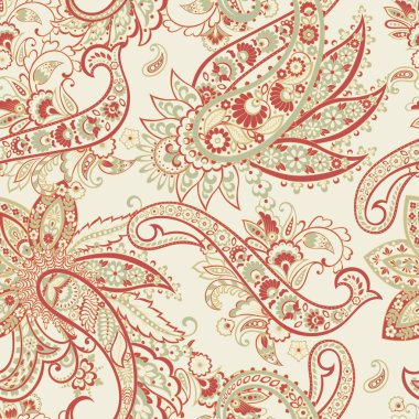 Paisley vektör seamless modeli. Fantastik çiçek yaprakları. Tekstil bohem Yazdır. Batik boyama. Vintage
