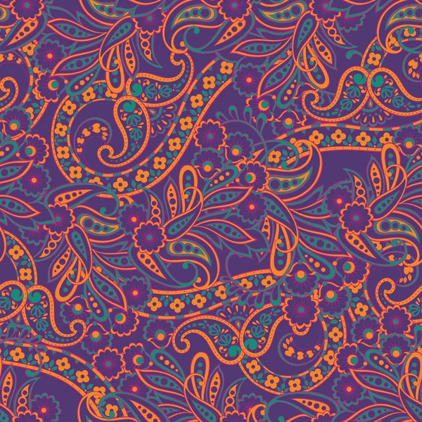 Estilo Paisley Padrão Sem Costura Floral Vector Fundo Damasco Ornamental — Vetor de Stock