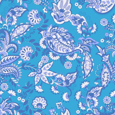 Çiçeksel elementlerle desenli, pürüzsüz etnik desen..