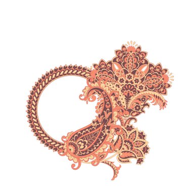 Paisley ile izole edilmiş Hint deseni.