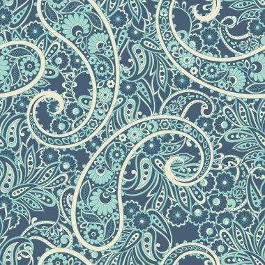 Paisley dikişsiz desen. Batik biçiminde vektör Vintage arkaplanı