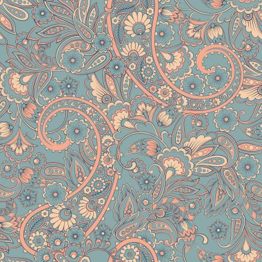 Paisley Çiçek Şablonu. Kusursuz Hint kumaşı desenleri..