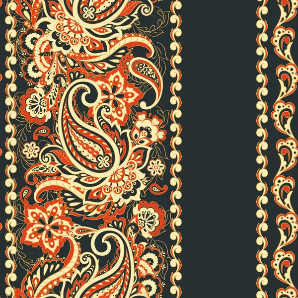 Patrón Paisley Sin Costuras Estilo Batik Indio Ilustración Vectorial Floral — Vector de stock