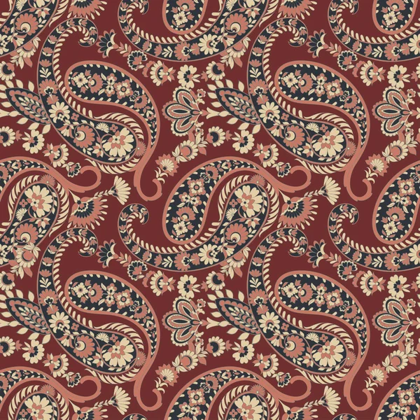 Paisley Modello Senza Soluzione Continuità Ornamento Etnico Vettoriale — Vettoriale Stock