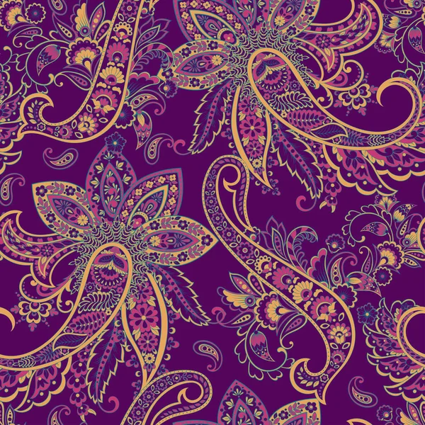 Paisley Damask Ornamento Padrão Vetor Sem Costura — Vetor de Stock